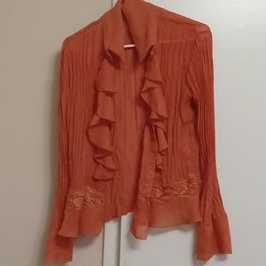 Sunny Leigh size m button up orange blouse